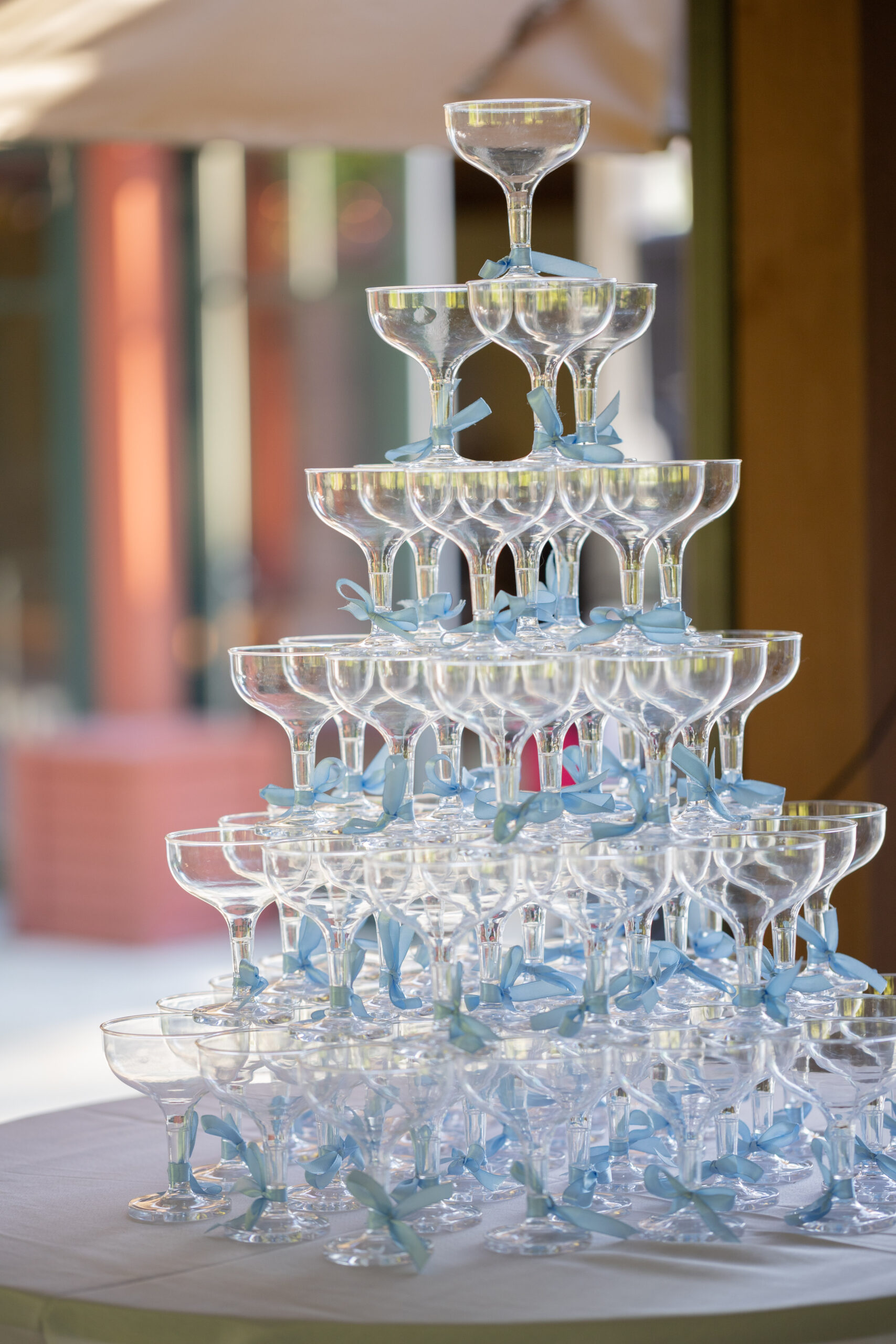 campagne-tower-at-wedding-reception