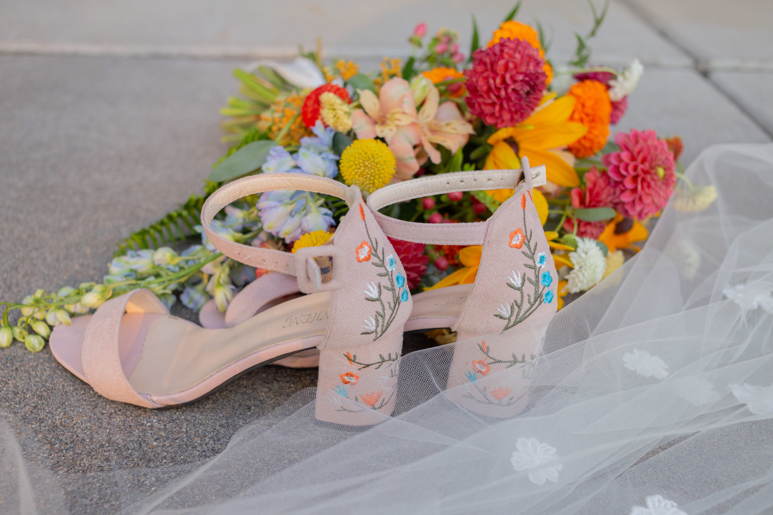 floral bridal shoes